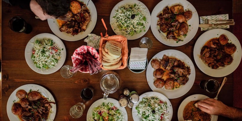 Table full of food
